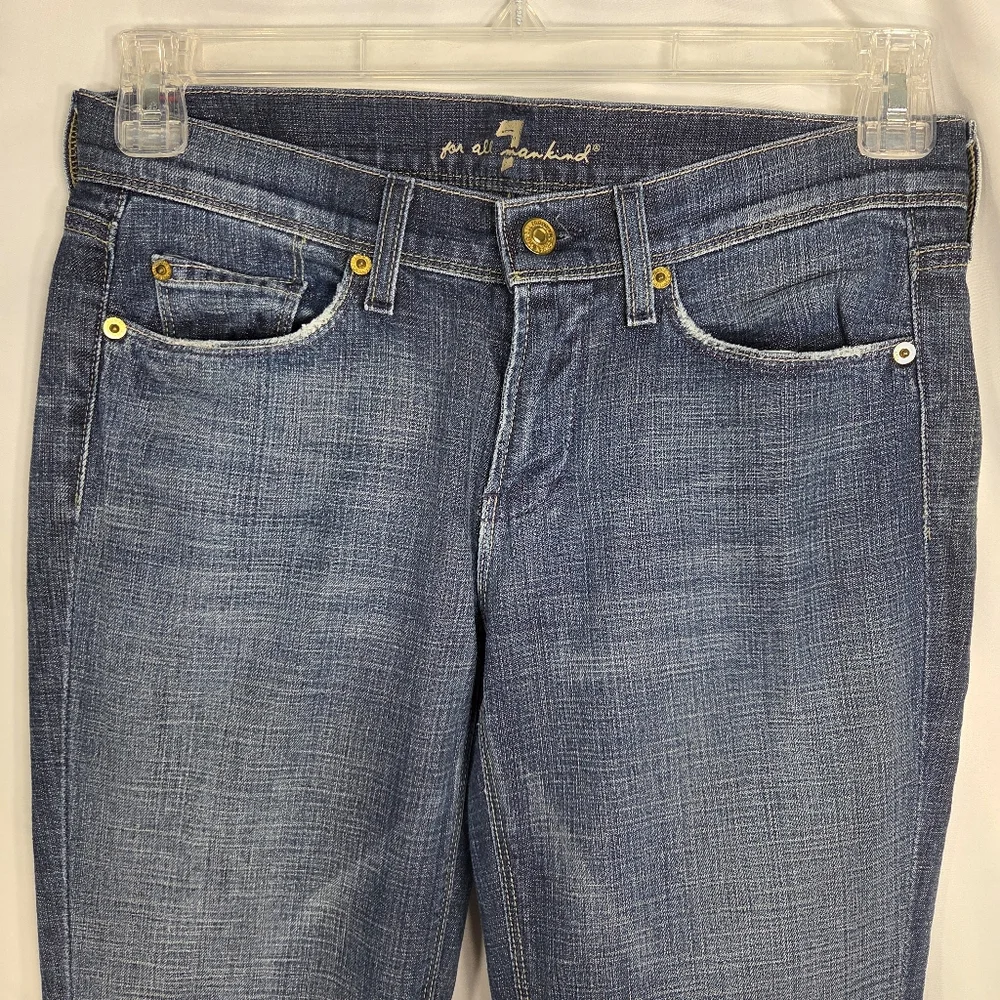 7 For All Mankind Blue Bootcut Cotton Denim Jeans Studded Back Pockets Size 28